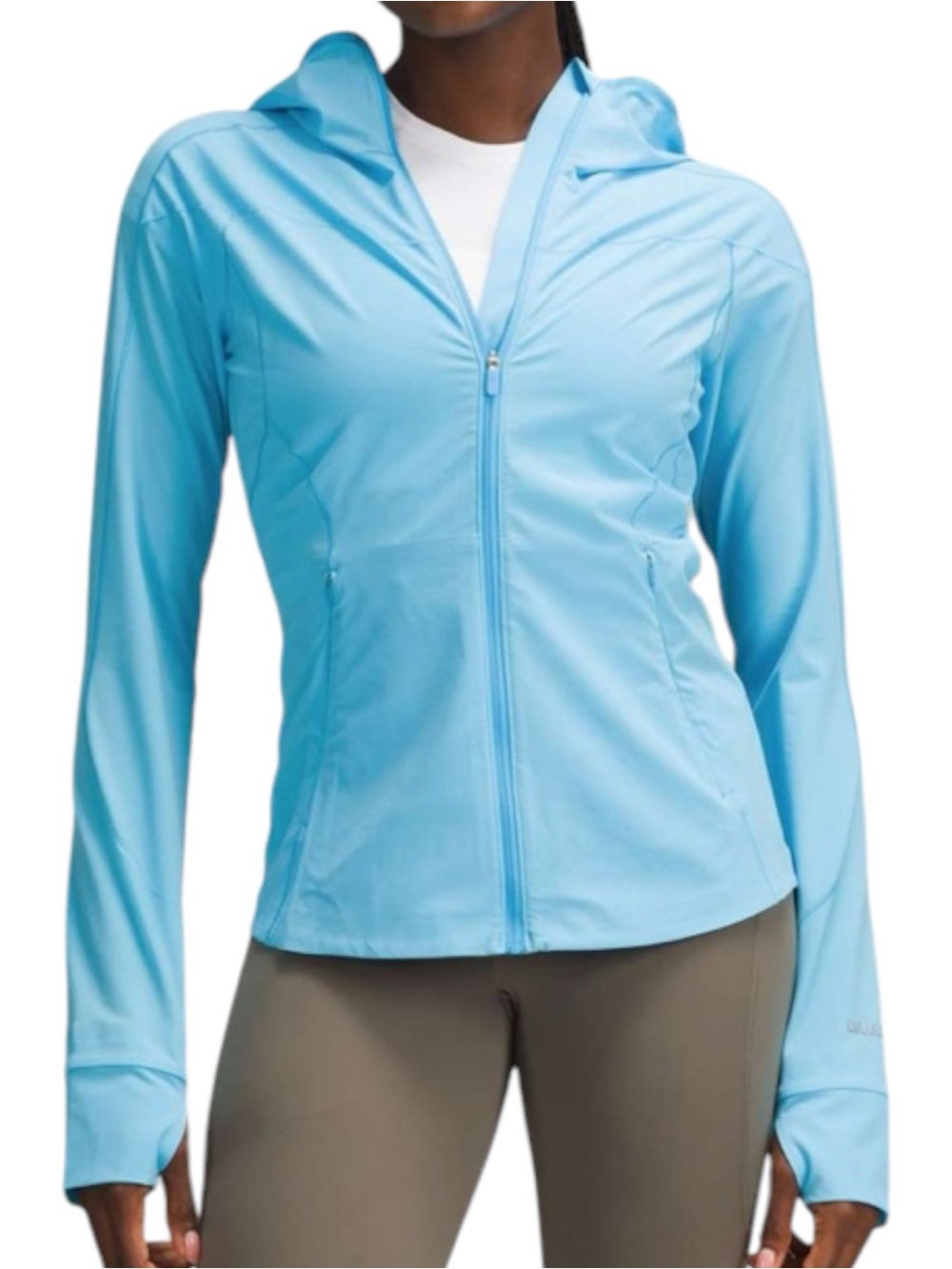 LULULEMON Mist Over Kayak Blue Light Full Zip Windbreaker Hood Jacket Packable